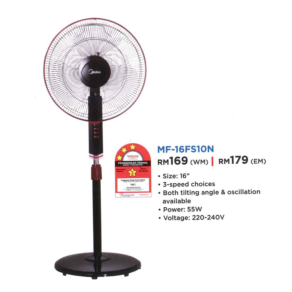 Midea Fan 16 Stand Fan Mf 16fs18c Wt White Mf16fs18cwt Mf16fs18c Or Mf 16fs10n Black Shopee Malaysia