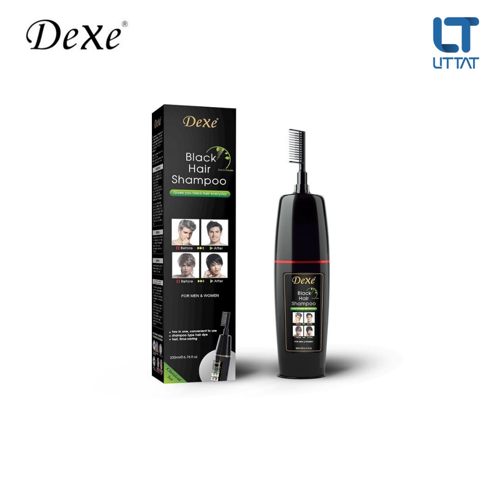 DEXE Black Hair Shampoo Comb 180ml Black Color Hair Dye Shampoo magic