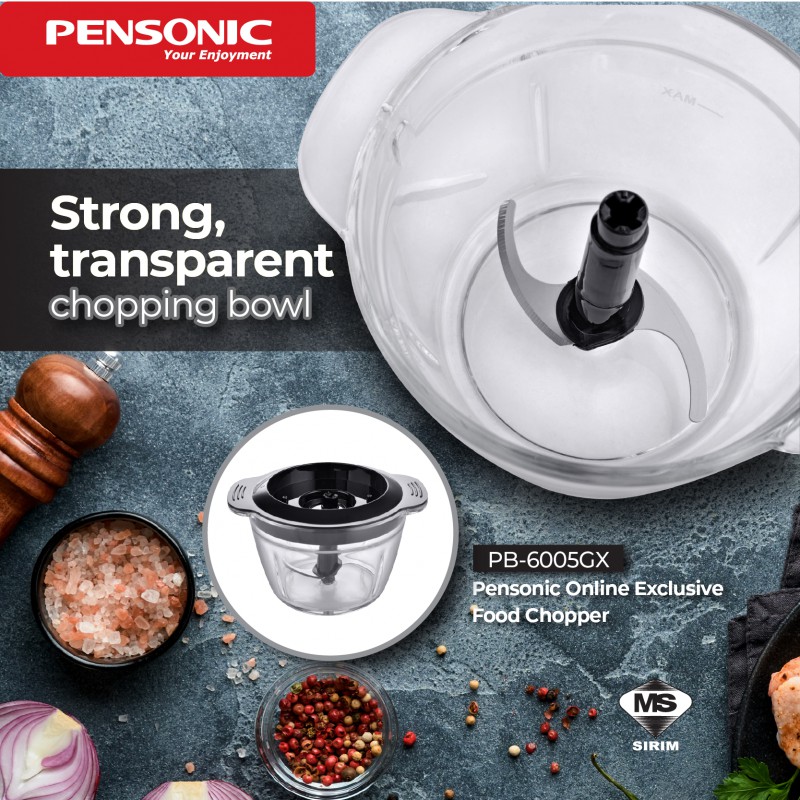 Free Bubble Packing] Pensonic Classic Series Food Chopper with 1L Glass  Bowl | PB-6005GX (Mixer,Chopper Blender,斩波器) | Shopee Malaysia