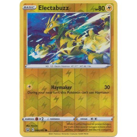 Ptcg Pokemon Cards Sword Shield Battle Styles Singles Electabuzz 44 163 Common Reverse Holo Shopee Malaysia