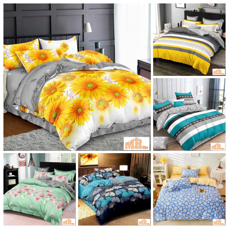Maylee 3 in 1 Queen Fitted Bedsheet Set Cadar Bergetah 450TC High Quality with Pillow Case ( Floral Design )