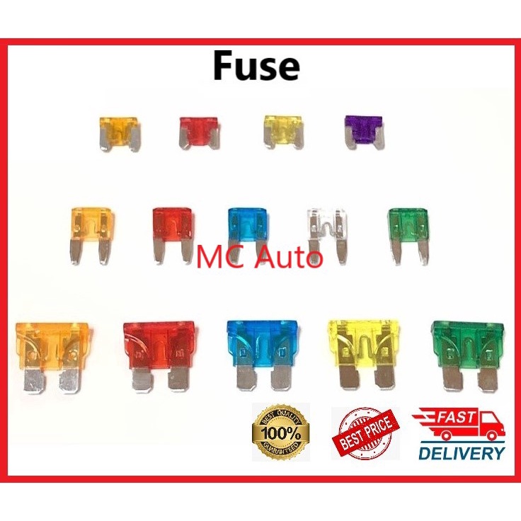 High Quality Vehicle Fuse Standard Fuse Mini Fuse Micro Fuse Car Fuse Motorcycle Lorry Fius Motor Kereta Lori