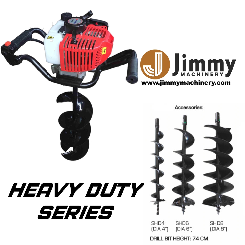HOZUGAWA Earth Soil Auger Machine 52cc 4" , 6" , 8" Auger Bit HEAVY