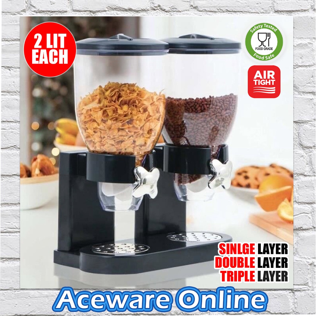 Cylinder Cereal Dispenser Dry Food Storage Tower Cereal Jarsl Rice