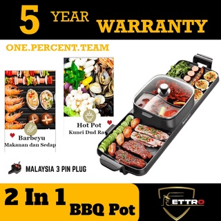5Year Warranty Ettro BBQ Pot Korean 2 in 1 BBQ Steamboat And Grill 77cm Hotpots Electronic Pan Grill bbq Pan 韩式烧烤火锅一体鸳鸯锅