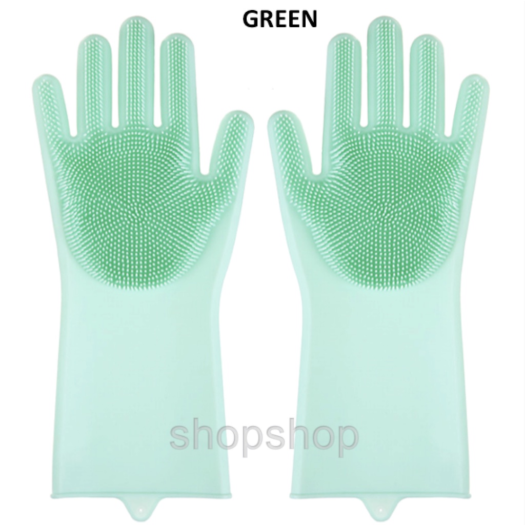 shopee: Premium Silicone Kitchen Dishwashing Gloves (0:3:Color:Green;:::)