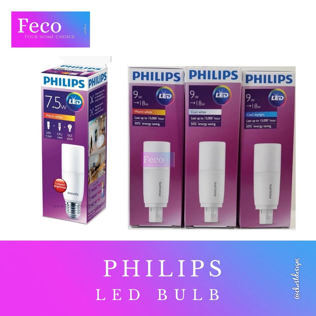 Philips 7 5w 9w Led 18w 10w Plc G24 Lampu Led Stick Led Bulb Lampu Bulb Mentol Stick Mentol Bulat Mentol Led