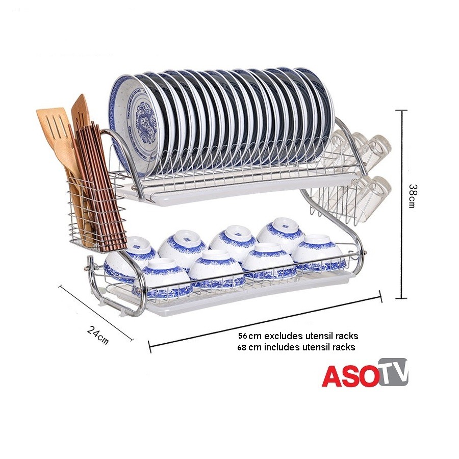  0040 0056 ASOTV Dish Rack Drainer Rak  Piring  Double 