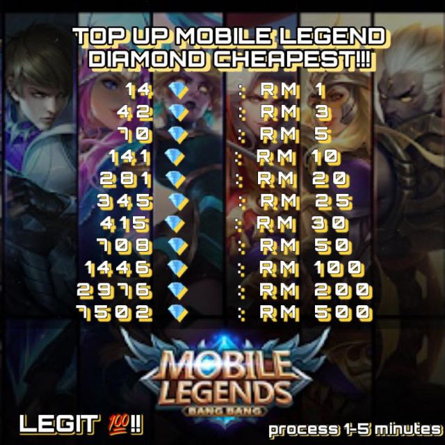 Topup Top Up Mobile Legends Diamond Cheapest Fastest Murah Dan Laju Malaysia Rm Ringgit Malay Shopee Malaysia