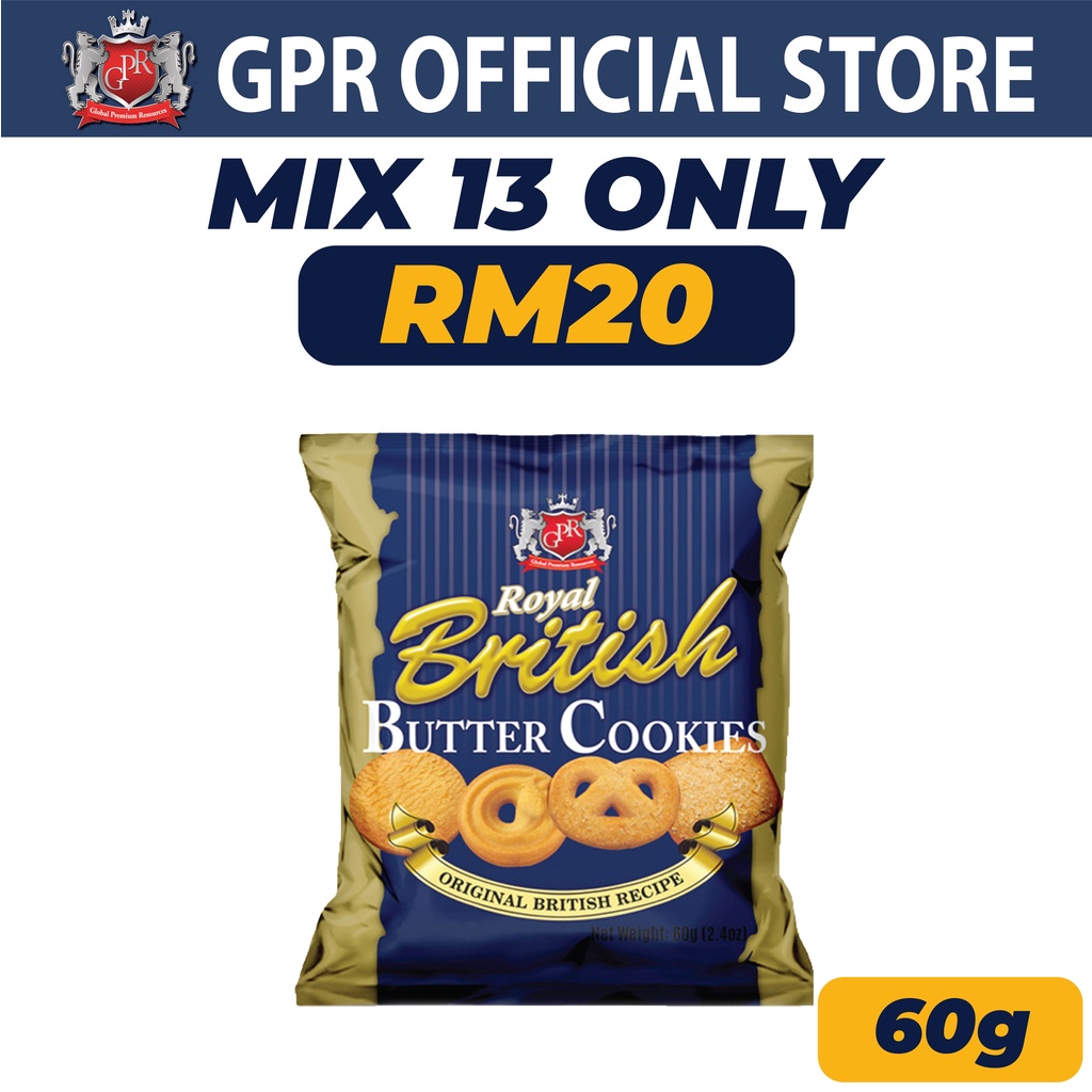 GPR Royal British Butter Cookies 60g Biskut Biscuit High Protein High