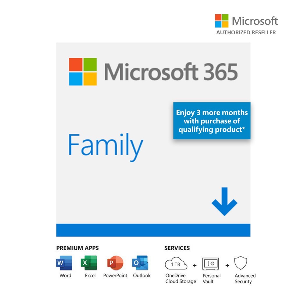 Microsoft 365 Family with 15month subscription, 6 users, PC/Mac ...