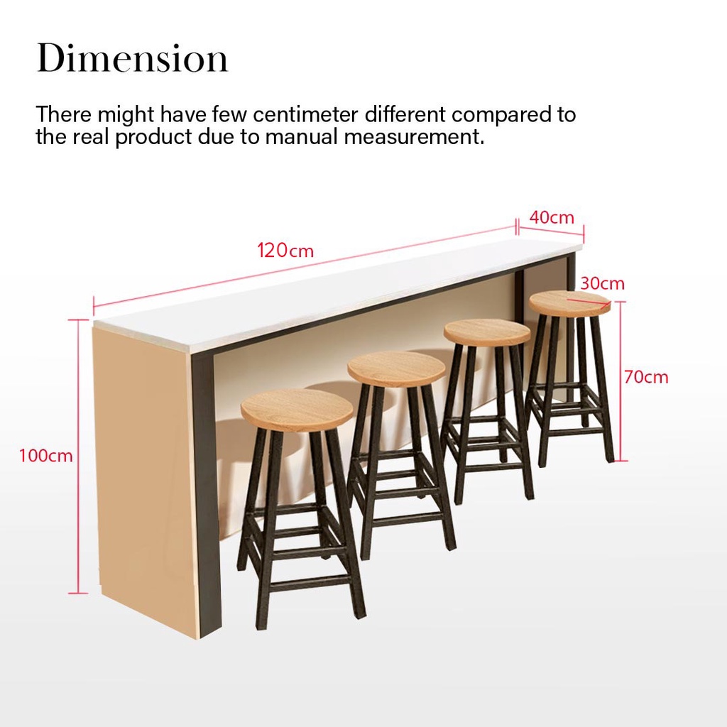 [READY STOCK] FINSSO: 120cm x 40cm MYSEL Kitchen Island / Dining Table/ Meja Makan ONLY [FREE INSTALLATION]