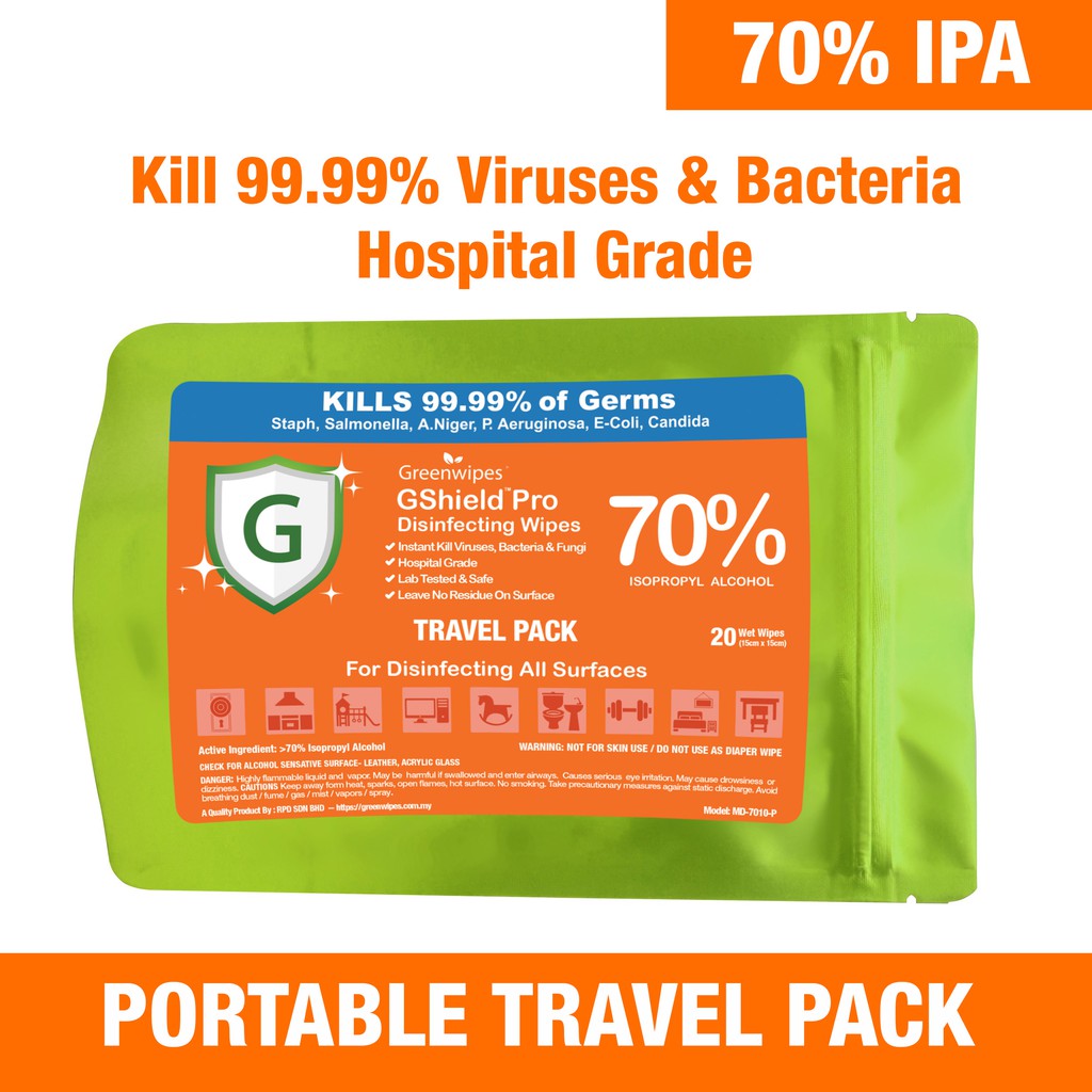 [Ready Stock] Greenwipes Disinfecting Alcohol Wipes (Travel Pack