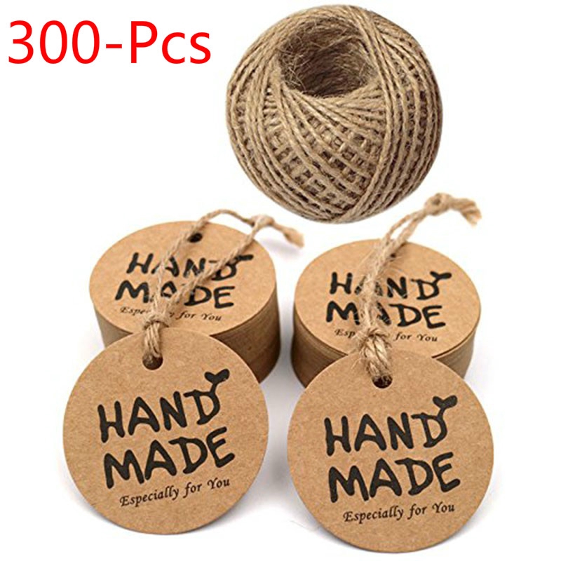 White Gift Tags,100 PCS Paper Gift Tags for Christmas Wedding Hang Tags with Free 100 Feet Color String and 100 Feet Natural Jute White 