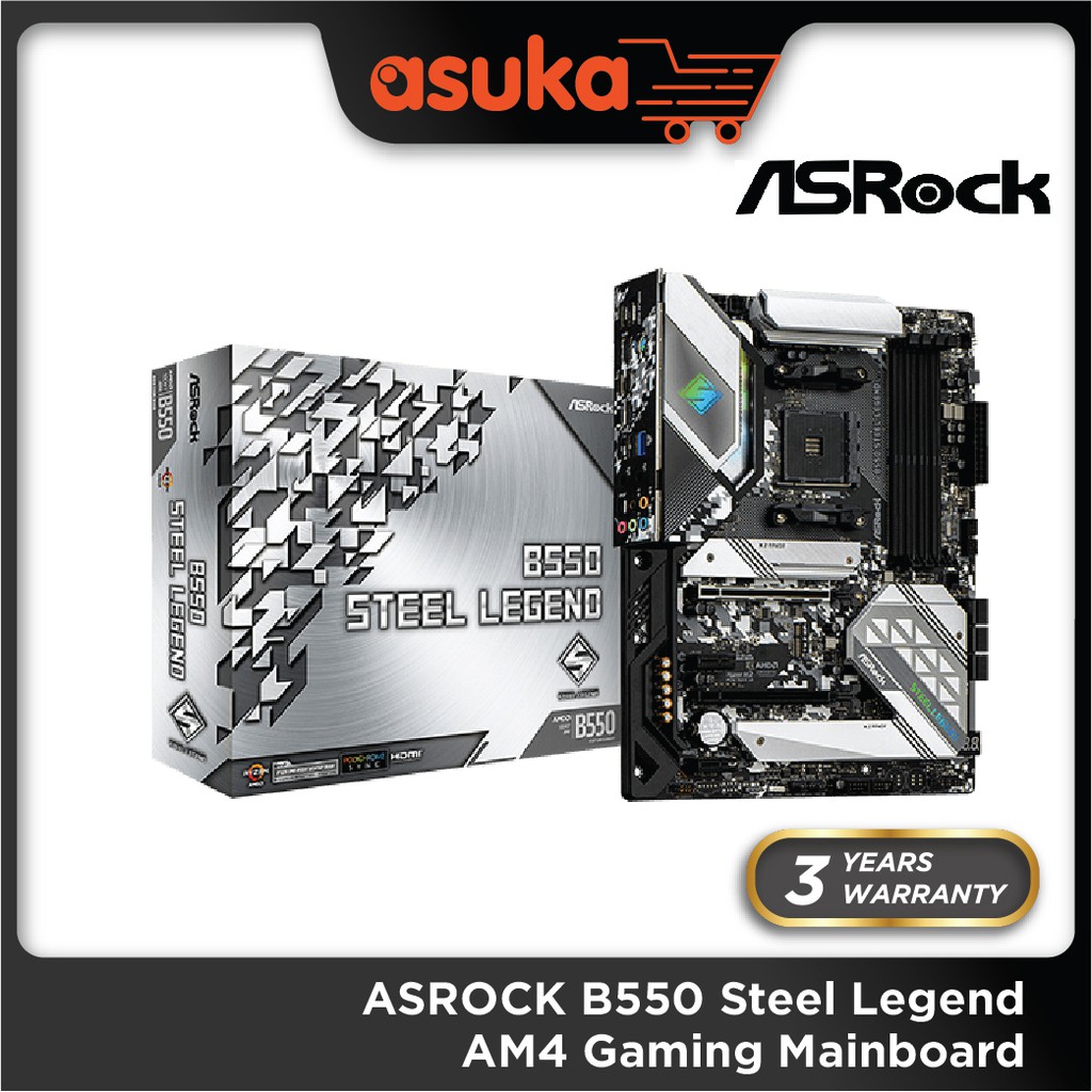 ASROCK B550 STEEL LEGEND AM4 GAMING MAINBOARD | ASROCK B550M STEEL LEGEND AMD AM4 mATX MOTHERBOARD [Bundle with Ryzen]