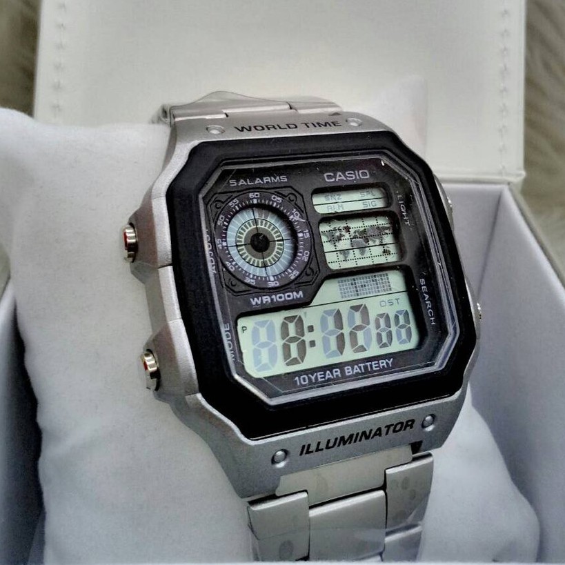casio illuminator silver watch