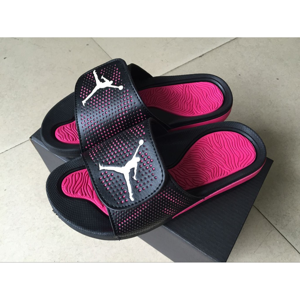 pink jordan flip flops