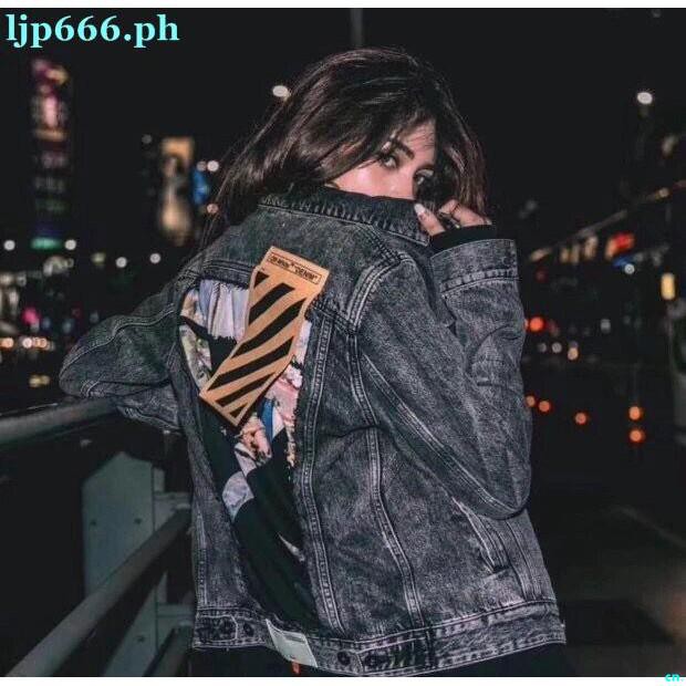off white oil painting denim jacket