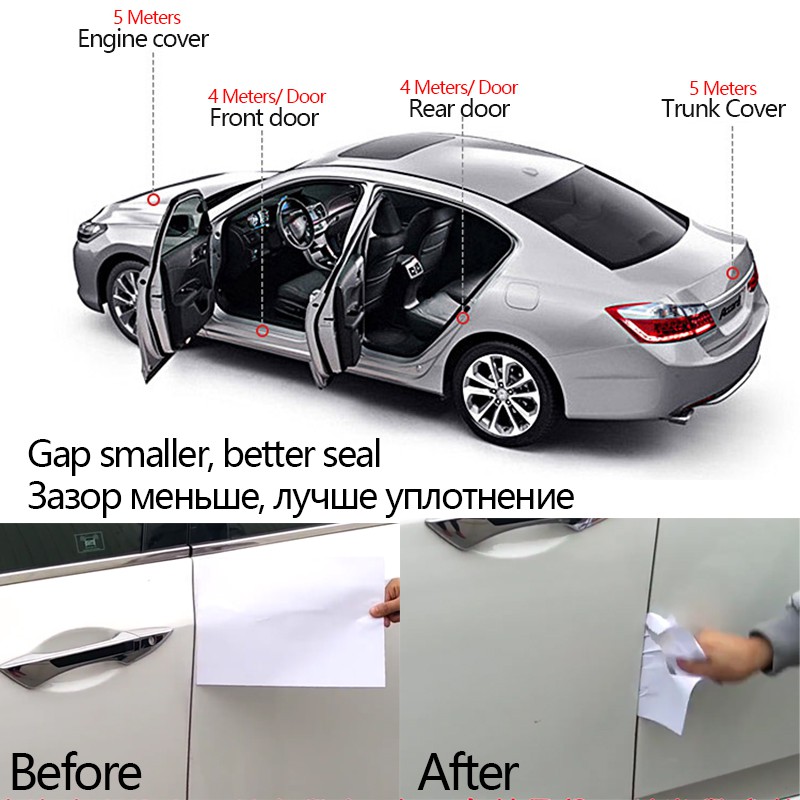 Car Door Seal Strips Sticker B Shape Weatherstrip Rubber Seals
