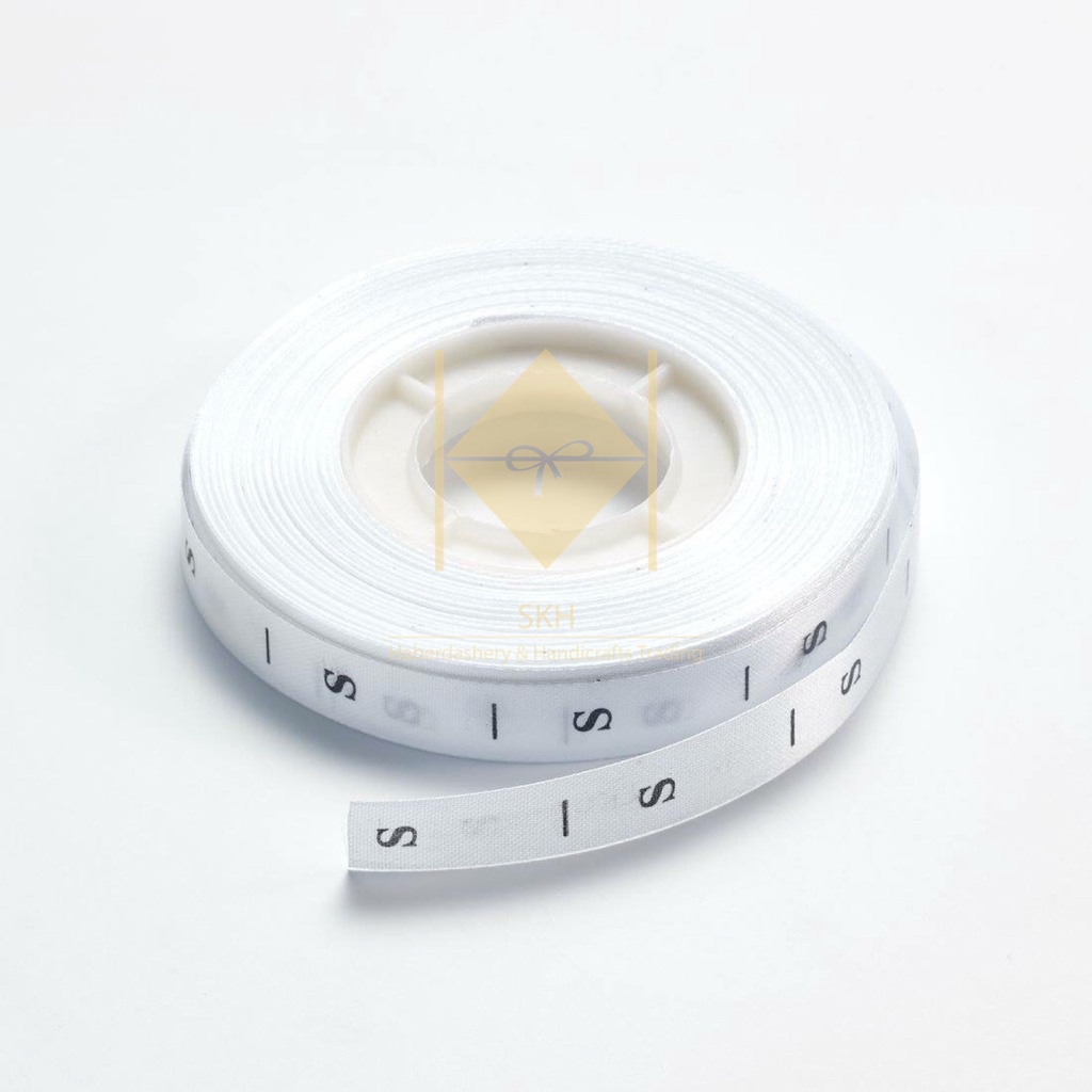 Size Label for Garments F SS XXS XS S M L XL 2XL 3XL 4XL 5XL 6XL 7XL 8XL - White Satin / Saiz Baju 尺码标签