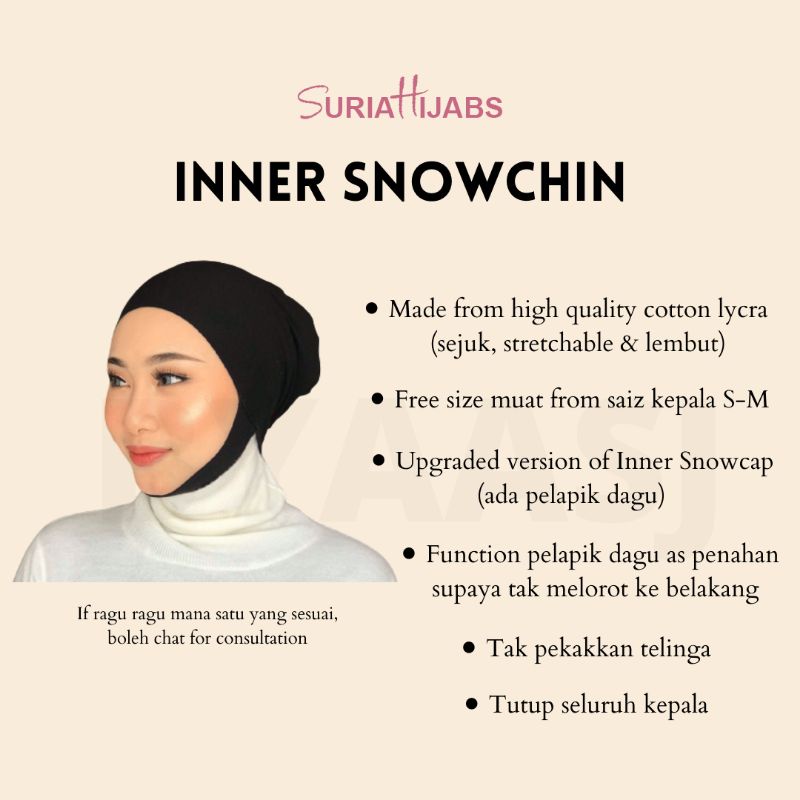 Inner Snowchin Dagu Suriahijabs Inner Snowcap Dagu Cotton Sejuk Anak Tudung Serkup Inner Muslimah Head Scarf