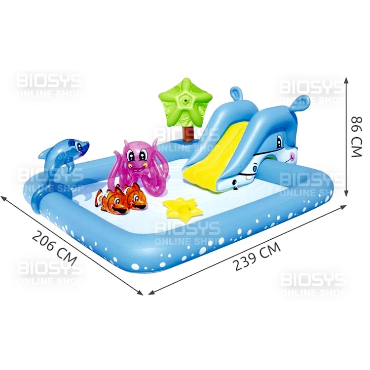 BESTWAY 53052 Inflatable Fantastic Aquarium Play Swimming Pool For Kids  Kolam Mandi /Air / Renang 游泳池 (239 x 206 x 86cm) | Shopee Malaysia