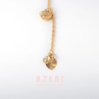 BZEBI 18k Gold Plated Heart Charm Bracelet with Little Bell Elegant Women's Fashion Jewelry Birthday Gift 399b #4