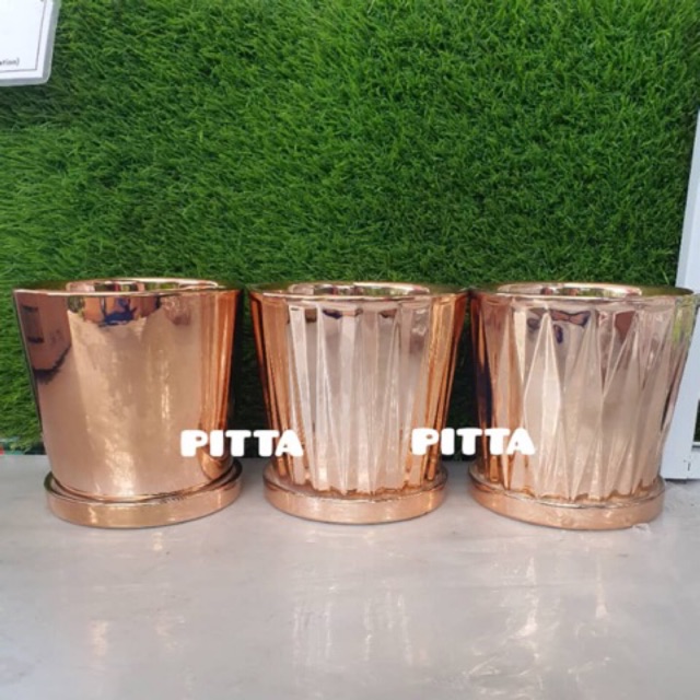 Rose Gold Ceramic Flower Pot | Shopee Malaysia