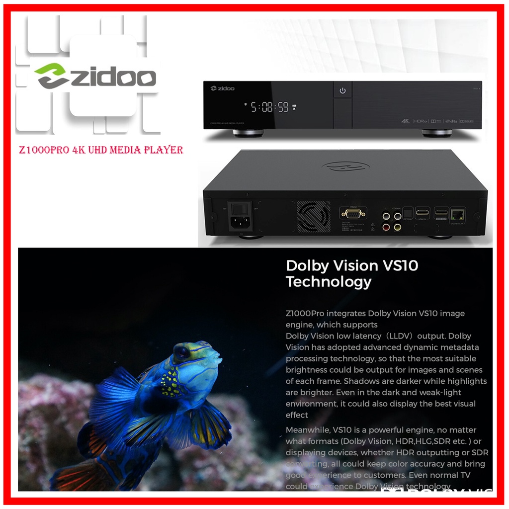 Zidoo Z1000 PRO 4K UHD Media Player | Shopee Malaysia