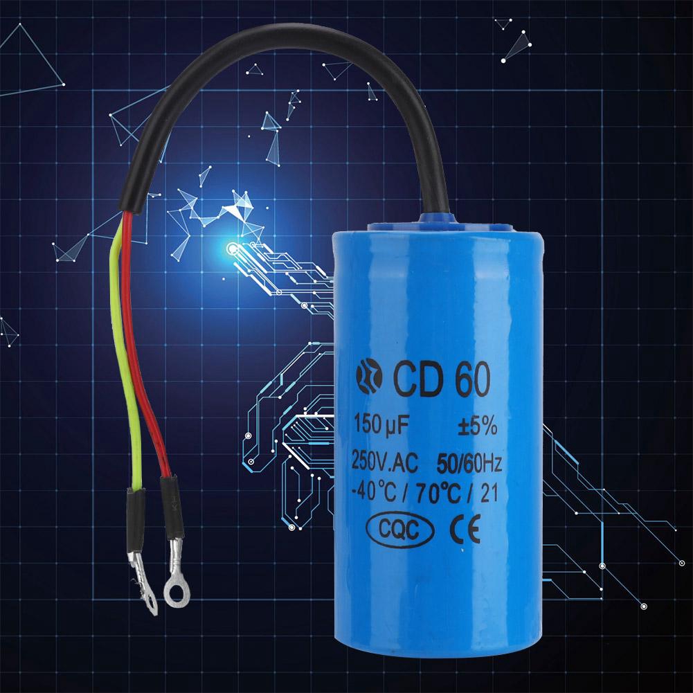 CD60 200uF Run Capacitor with Wire Lead 250VAC 50/60Hz for Motor Air Compressor 