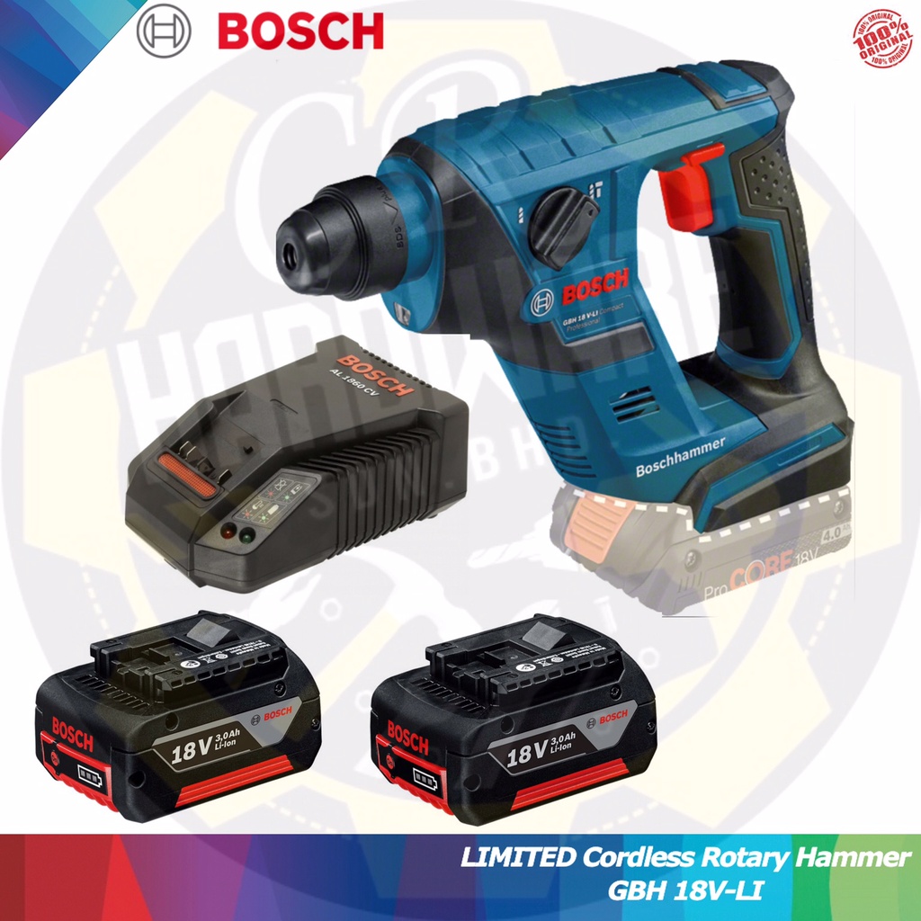 BOSCH GBH 18V-LI LIMITED CORDLESS ROTARY HAMMER PROFESSIONAL GBH18V-LO ...