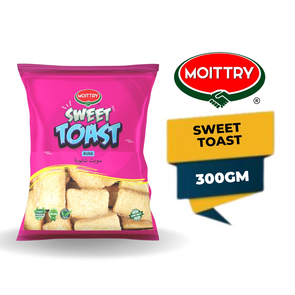 MOITTRY SWEET TOAST (RUSK) 300 GM (100 HALAL, HIGH IN FIBER, 100