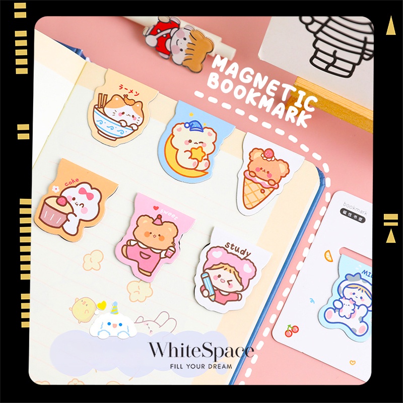 WhiteSpace Mini ins Cute Cartoon Bookmark Aesthetic Bookmarks Student Penanda