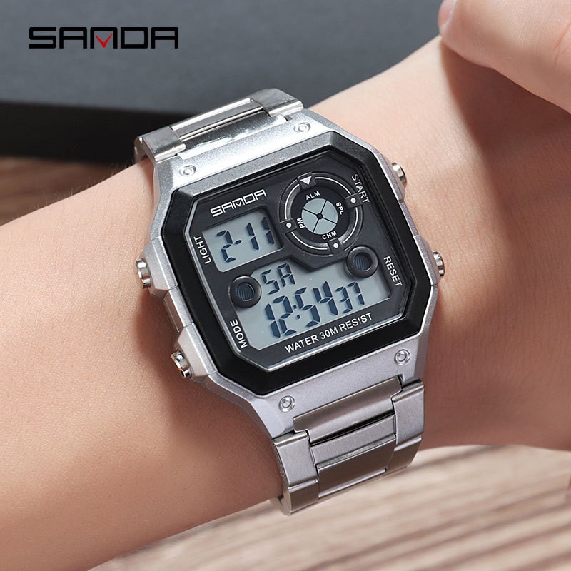 digital watch stainless steel