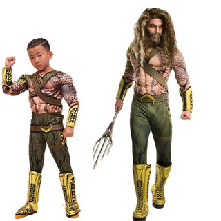 Kids Dc Comic Superhero Aquaman Muscle Dress Up Halloween Fancy Dress Cosplay Costume For Child Shopee Malaysia
