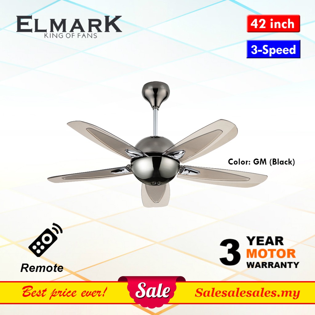 Elmark Vip 4002 42 Inch Remote Ceiling Fan Baby Fan Kipas Siling