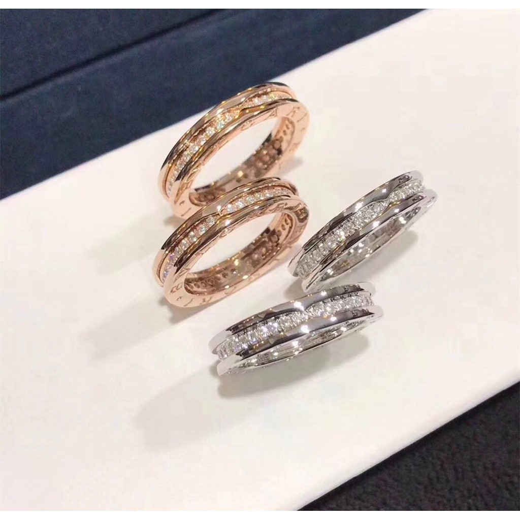 Ins Style Bvlgari Ring Set 18k Rose Gold Single Rings Diamond Ring Full Lidiamond Men And Women Couple Wedding Sliver Shopee Malaysia