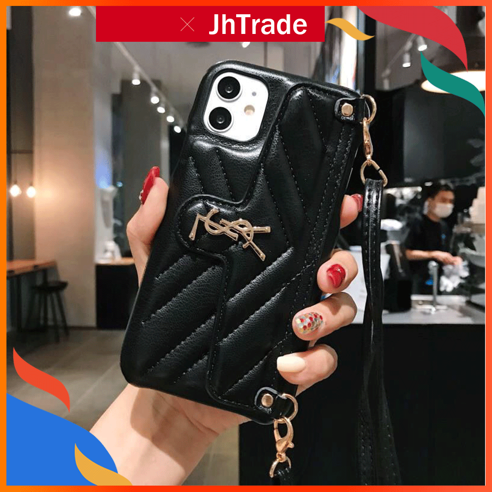 Luxury Ysl Brushed Non Slip Anti Explosive Material Up And Down Card Sleeve Fashion Case Iphone 12 11 Pro Max 8 7 6 6s Plus X Xs Max Xr Leather Phone Case Shopee Malaysia