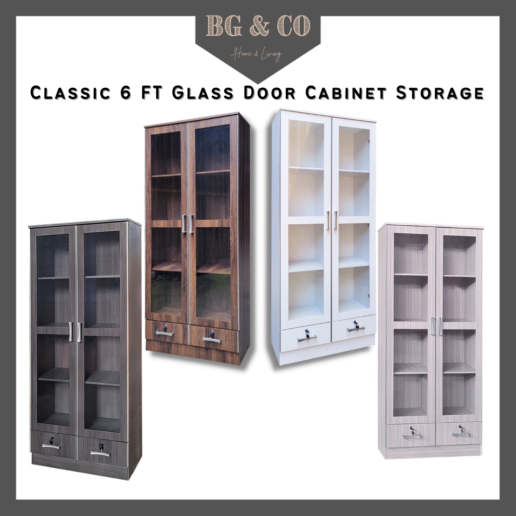 BG&CO 6FT Display Cabinet Glass Cabinet Display Rack Book Rack Bookshelf Almari Buku Almari Kaca Almari Cermin Rak Buku