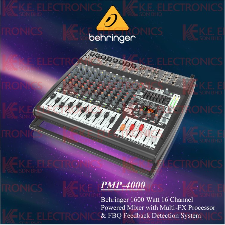 Behringer PMP4000 1600Watt 16Channel Powered Mixer with MultiFX Processor and FBQ Feedback