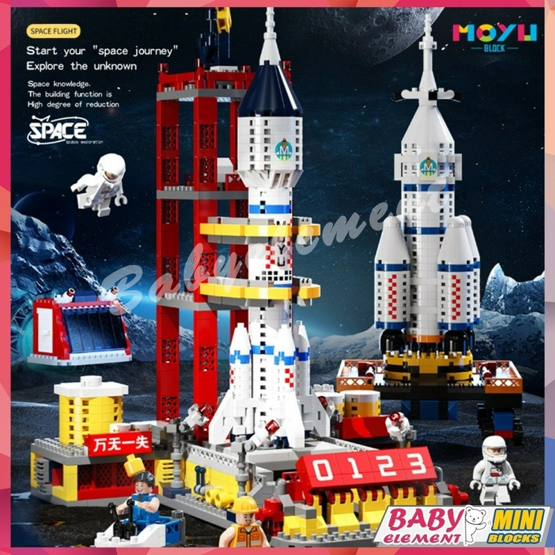 Astronaut Rocket Building Blocks Satellite Launch Center space station creative ornament educational toys gifts