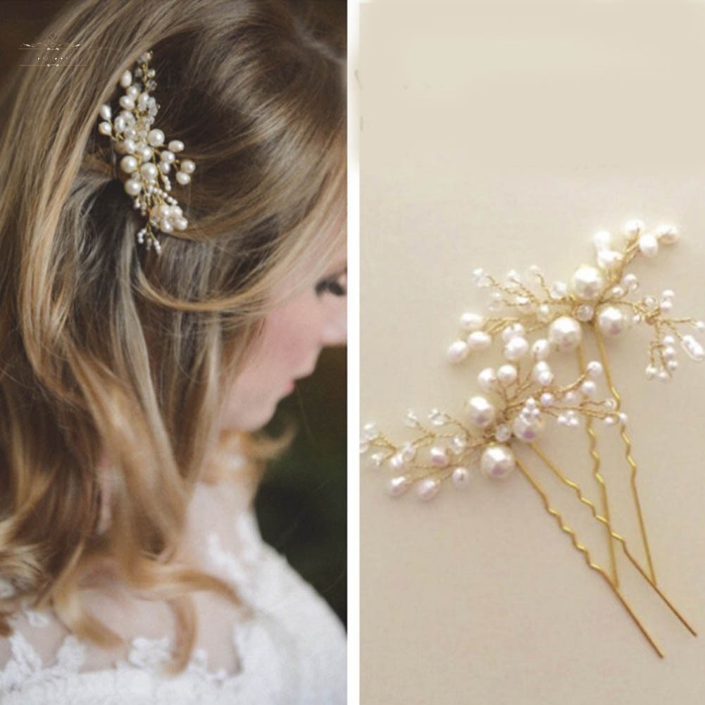 Women Hair Pin Clips Imitation Pearl Crystal Hairpin Wedding