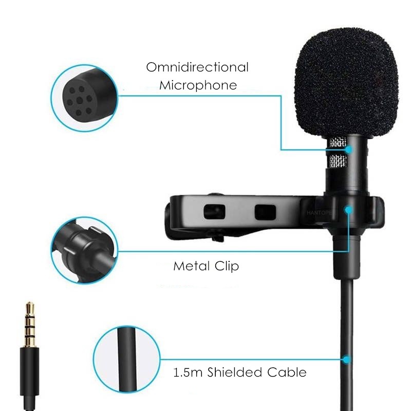 Lavalier Microphone 3.5mm Jack Clip-on Lapel Mini Microphone External ...