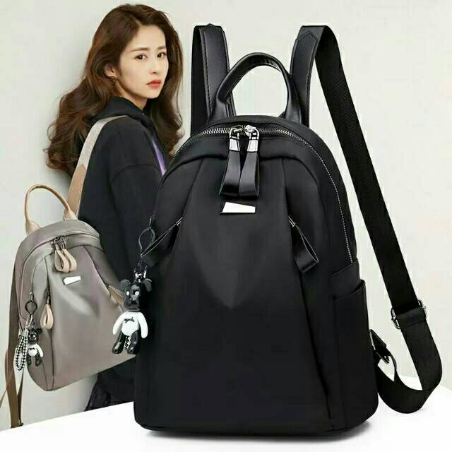 GANTUNGAN 【MJP】LIKETHIS Stylish Backpack Women's Bag Fashion Nylon Micro Free Doll Hanger