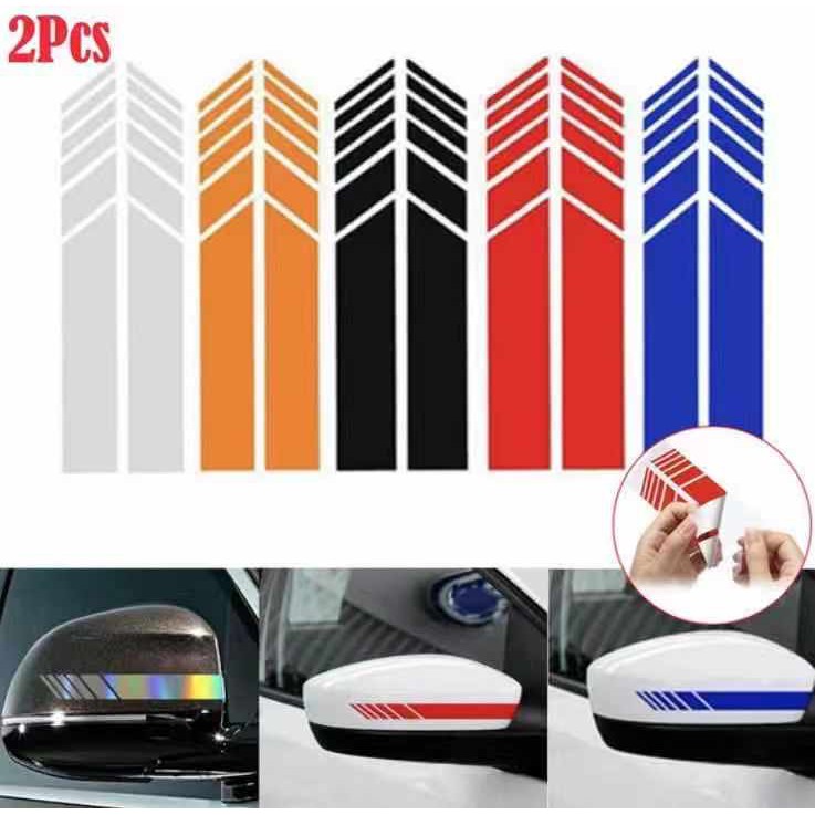 1Set Car Rear View Side Mirror Body Stripe Vinyl Sticker DIY Graphic Orange