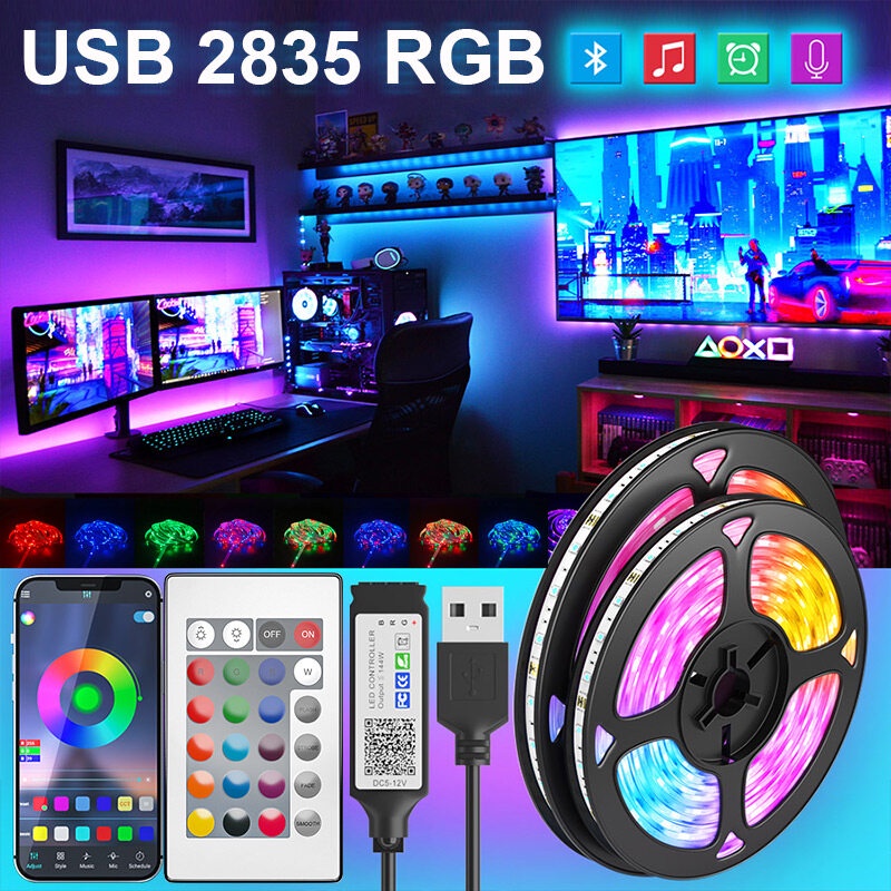 Led Strip Lights 1-20Meter 2835 RGB 5V USb Led lights Neon Strip Bluetooth APP Control TV Background Lighting