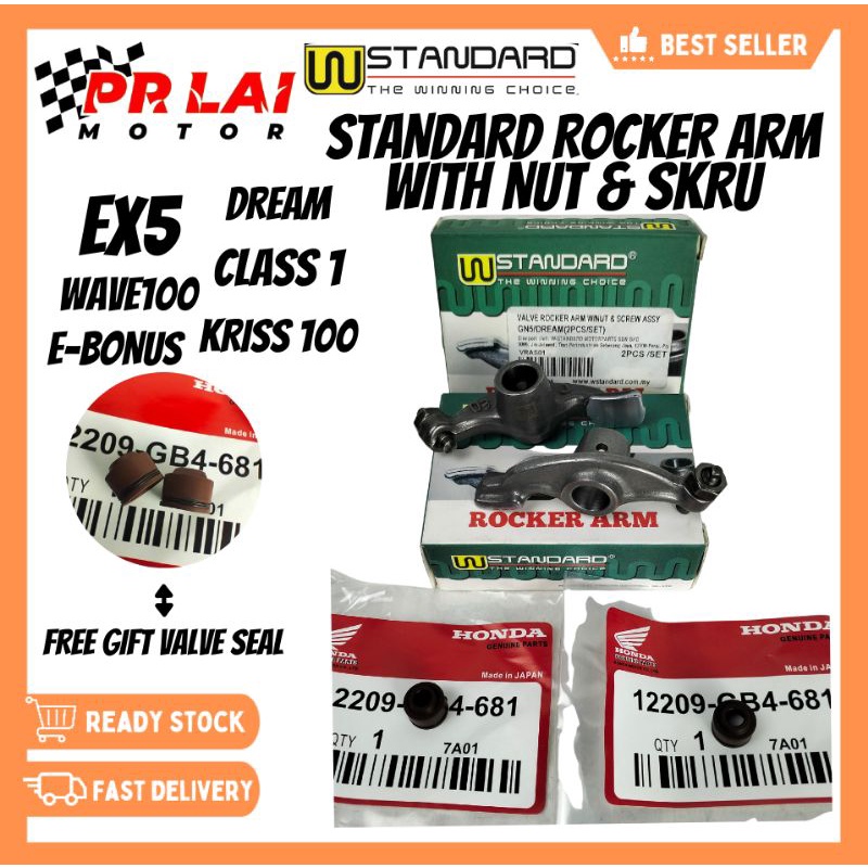 ORIGINAL ROCKER ARM WSTANDART SET 2PCS FOR HONDA EX5 WAVE100 DREAM USE WITH TAPET VALVE ROCKER
