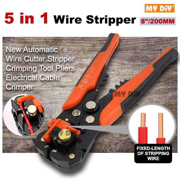 8'' Metal Self-Adjusting Wire stripper Cable Cutter Electrician Crimping Tool 
