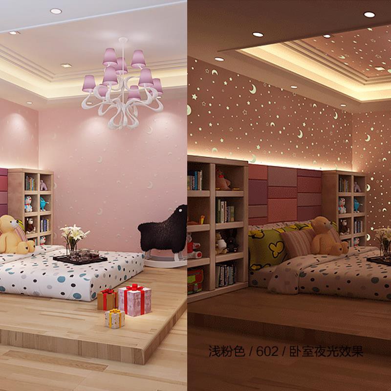 Stereo cartoon luminous wallpaper stars moon boy girl children room bedroom  wall | Shopee Malaysia