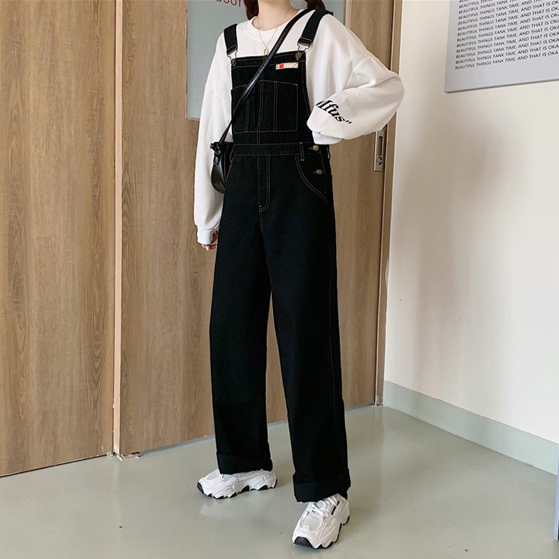 high waisted wide leg overalls